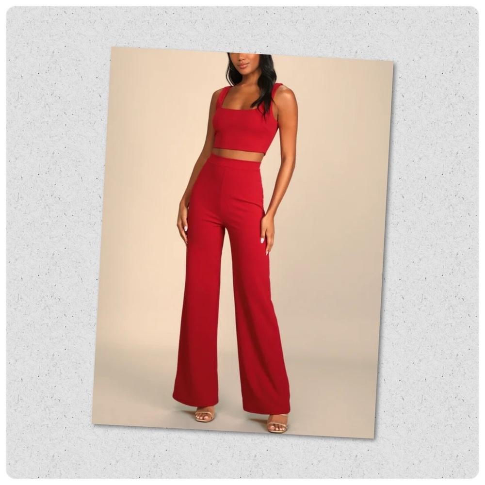 PRICE FIRM Sexy Elegant Red Women's Tank/Crop with Wide Leg Pants NWT -Small